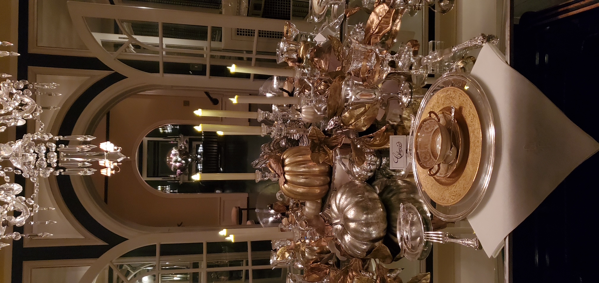 Silver and gold pumpkin centerpiece